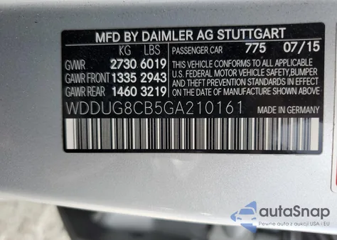 2016 Mercedes-Benz S 550 z USA, uszkodzony, nr VIN WDDUG8CB5GA210161